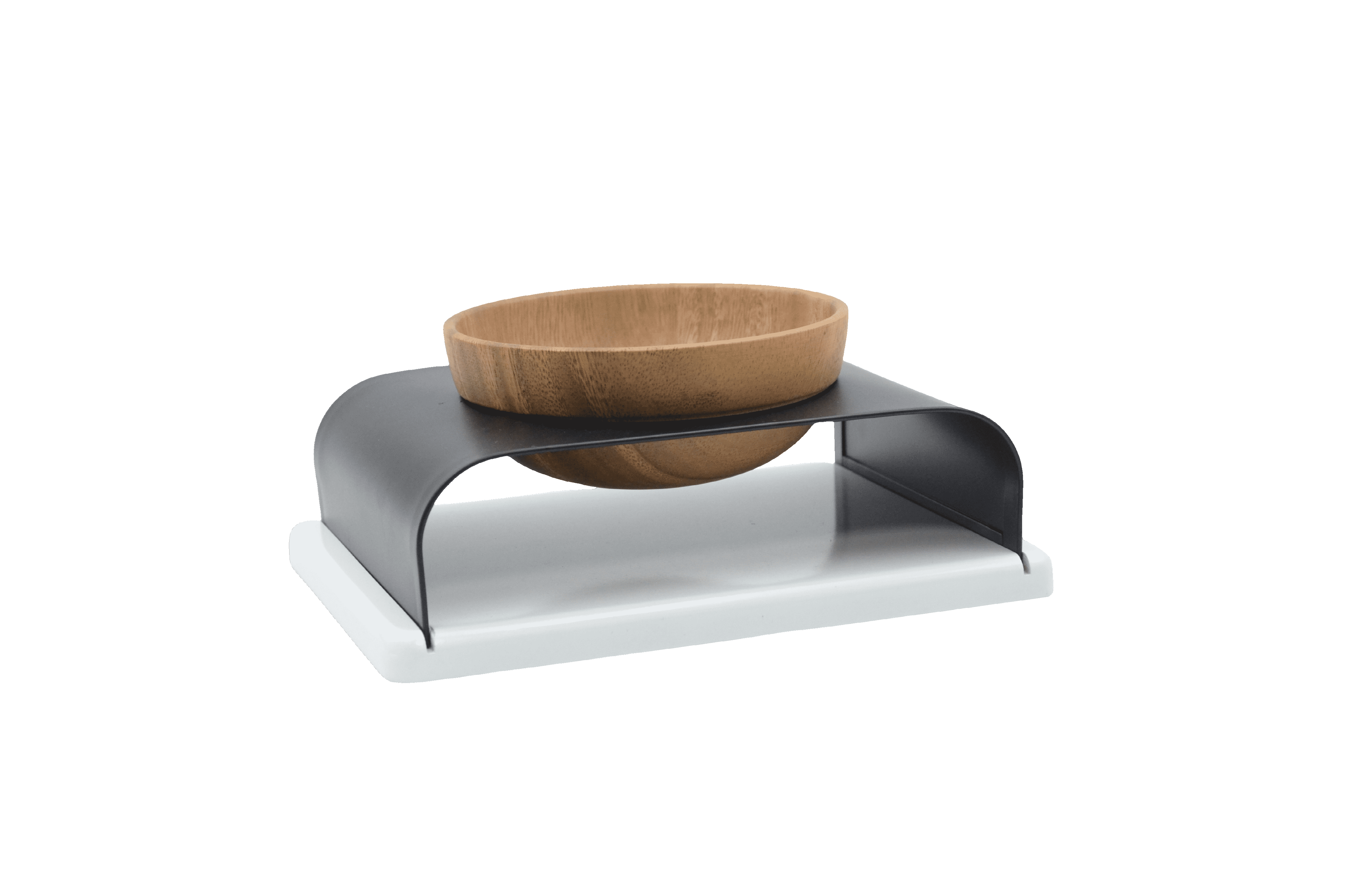Acacia wood iron stand series single bowl