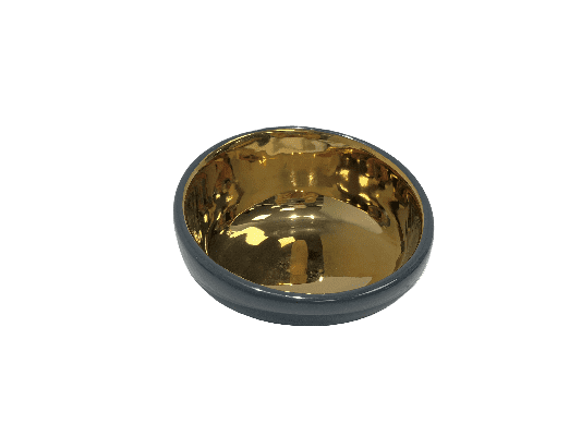 Golden plated uneven rim dog bowl 