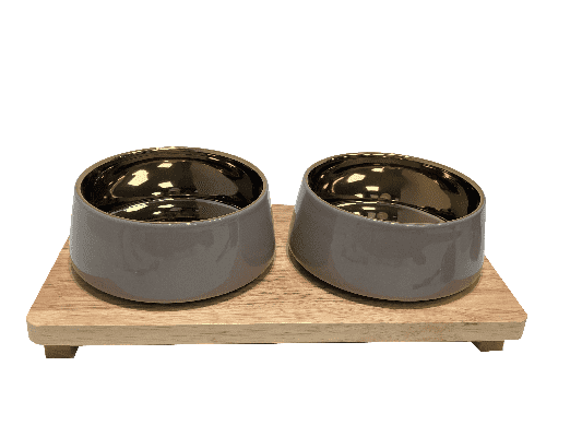 Golden Plated double bowls dog bowl